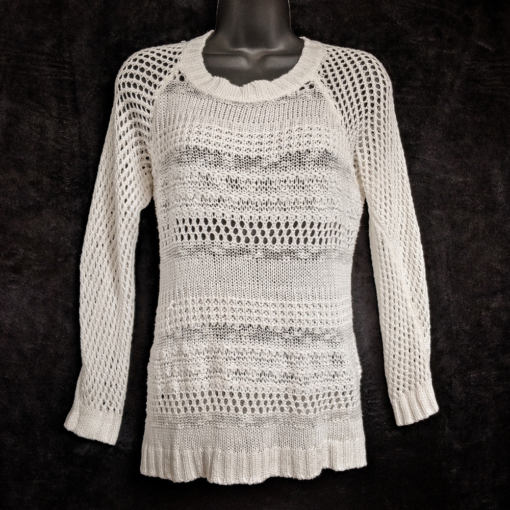 Eric + Lani Cream White Crochet Sweater
